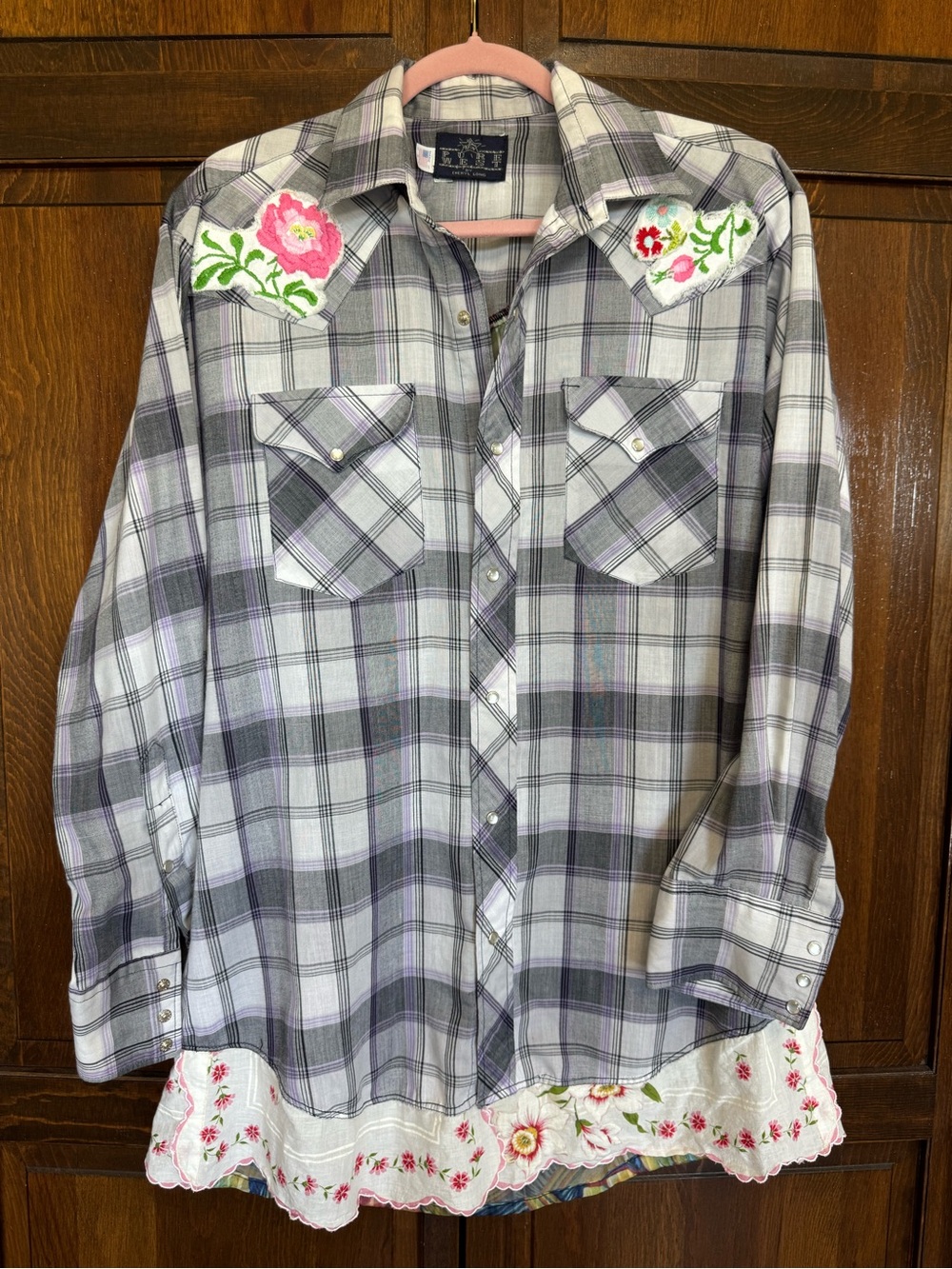 Vintage Wearable Art Boho Western Rodeo Pearl Snap Button Up Size XXL